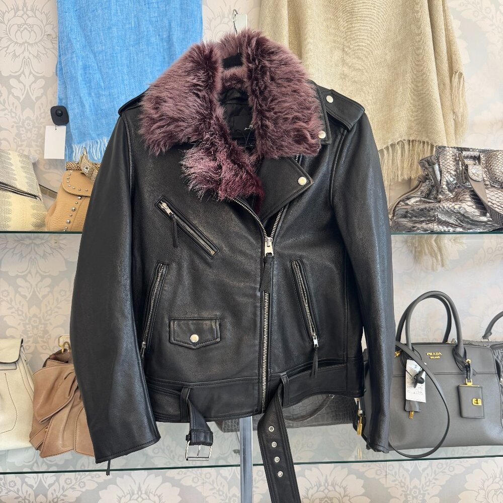 7 for all Mankind Fur Lined Leather Jacket - Size L